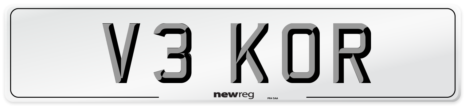 V3 KOR Number Plate from New Reg